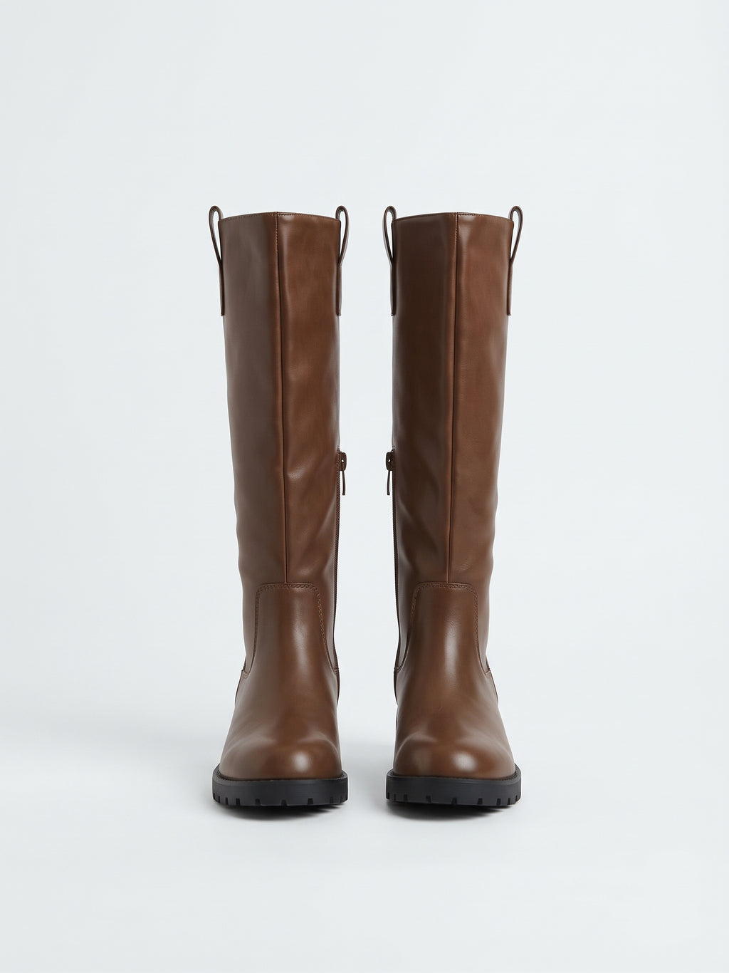 Botas Altas Planas con Suela Track Café