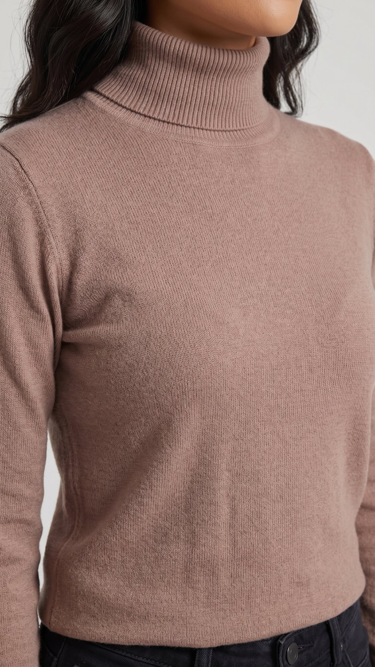 Blusa de Punto Fino con Cuello Alto