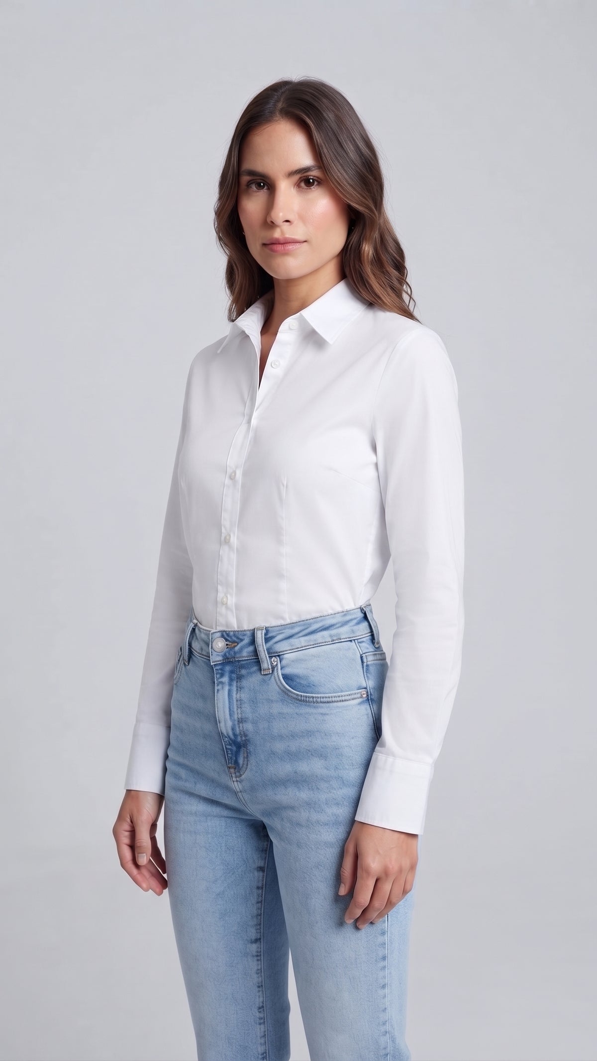 Jeans de Mezclilla Rectos de Tiro Alto