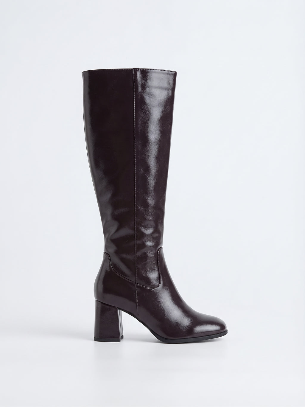 Botas Altas de Tacón Ancho en Vinipiel Café