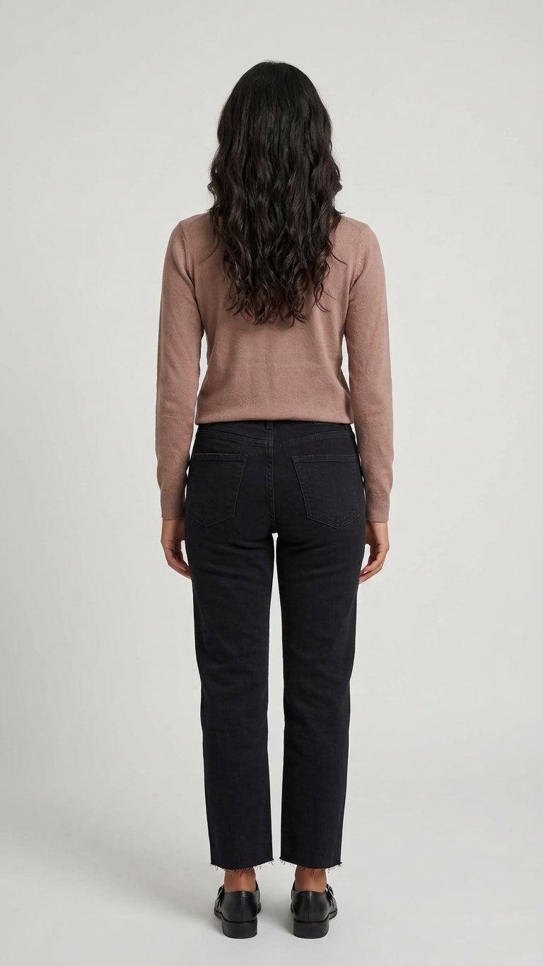 Blusa de Punto Fino con Cuello Alto