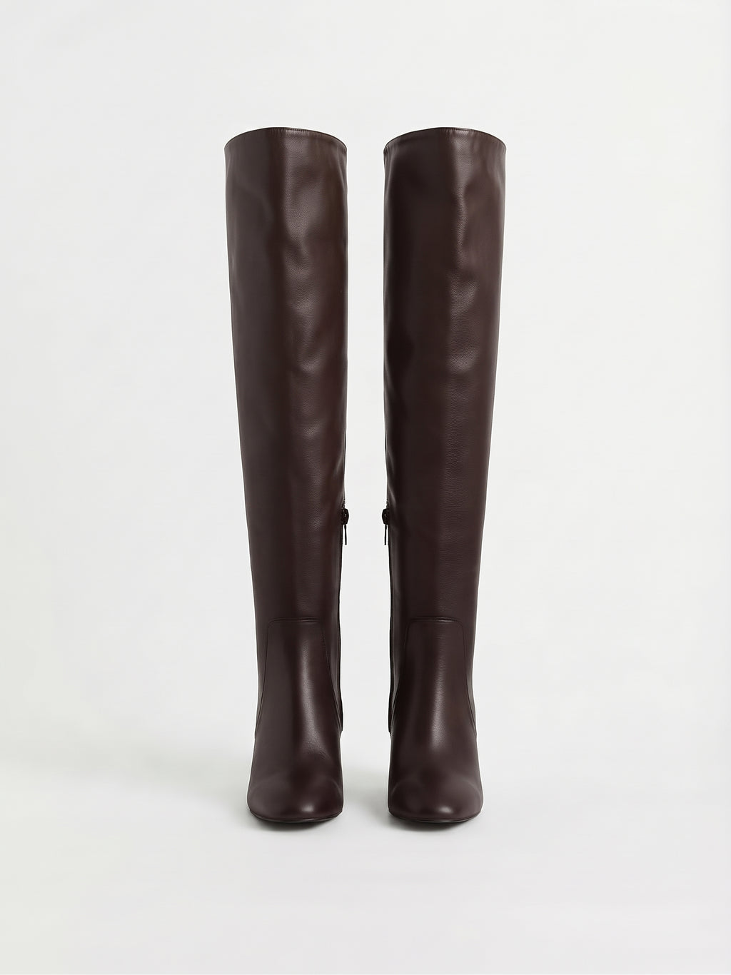 Botas Largas Over-the-Knee de Tacón Ancho Café