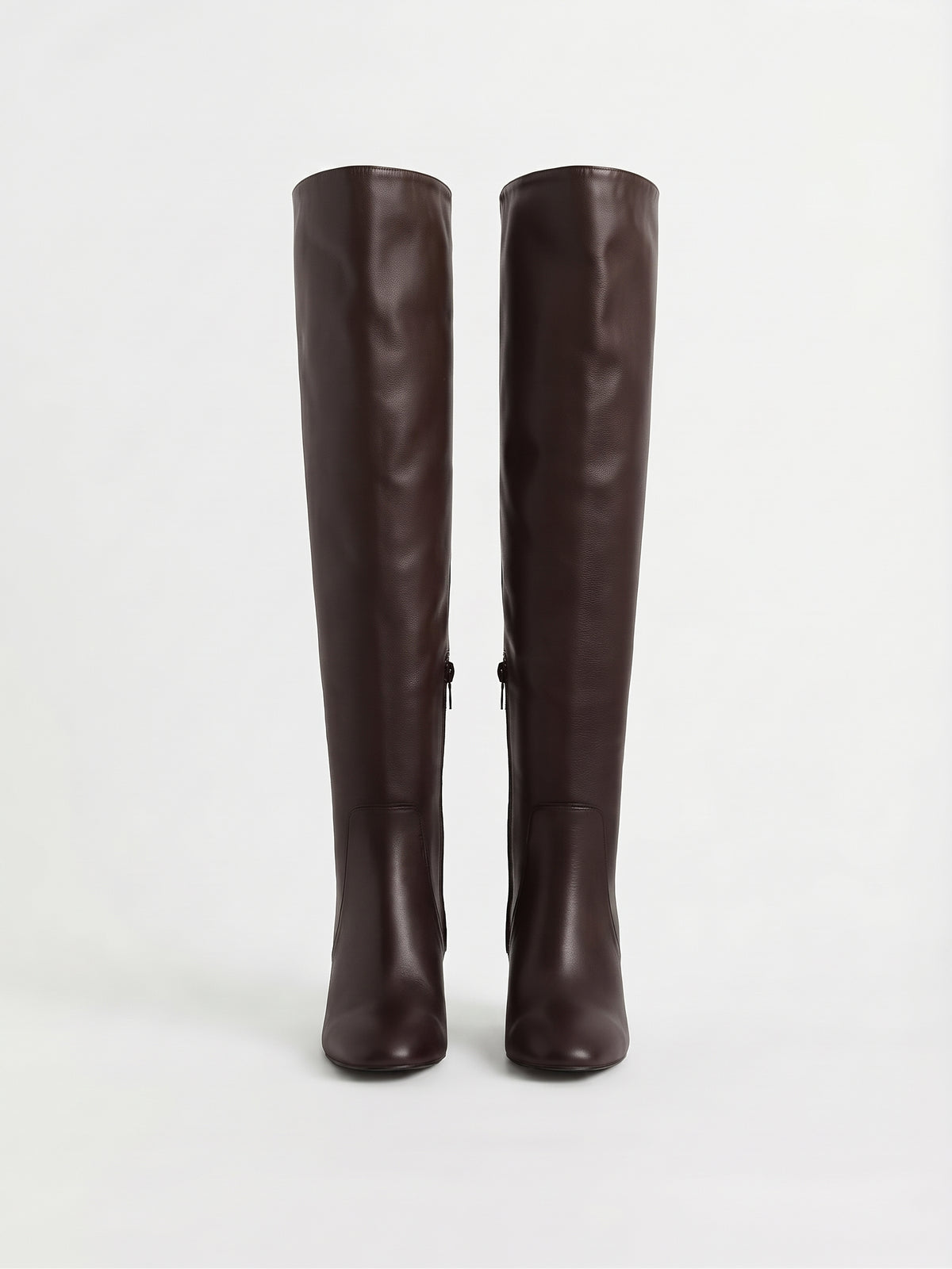 Botas Largas Over-the-Knee de Tacón Ancho Café