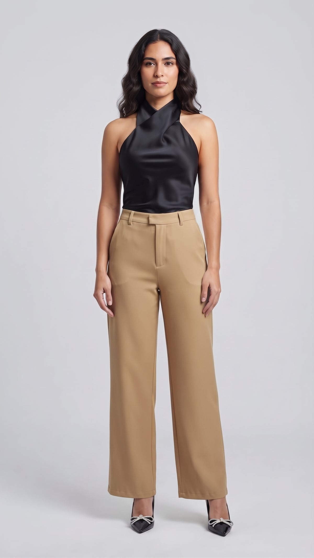 Pantalón Sastre de Tiro Alto con Cintura Elástica