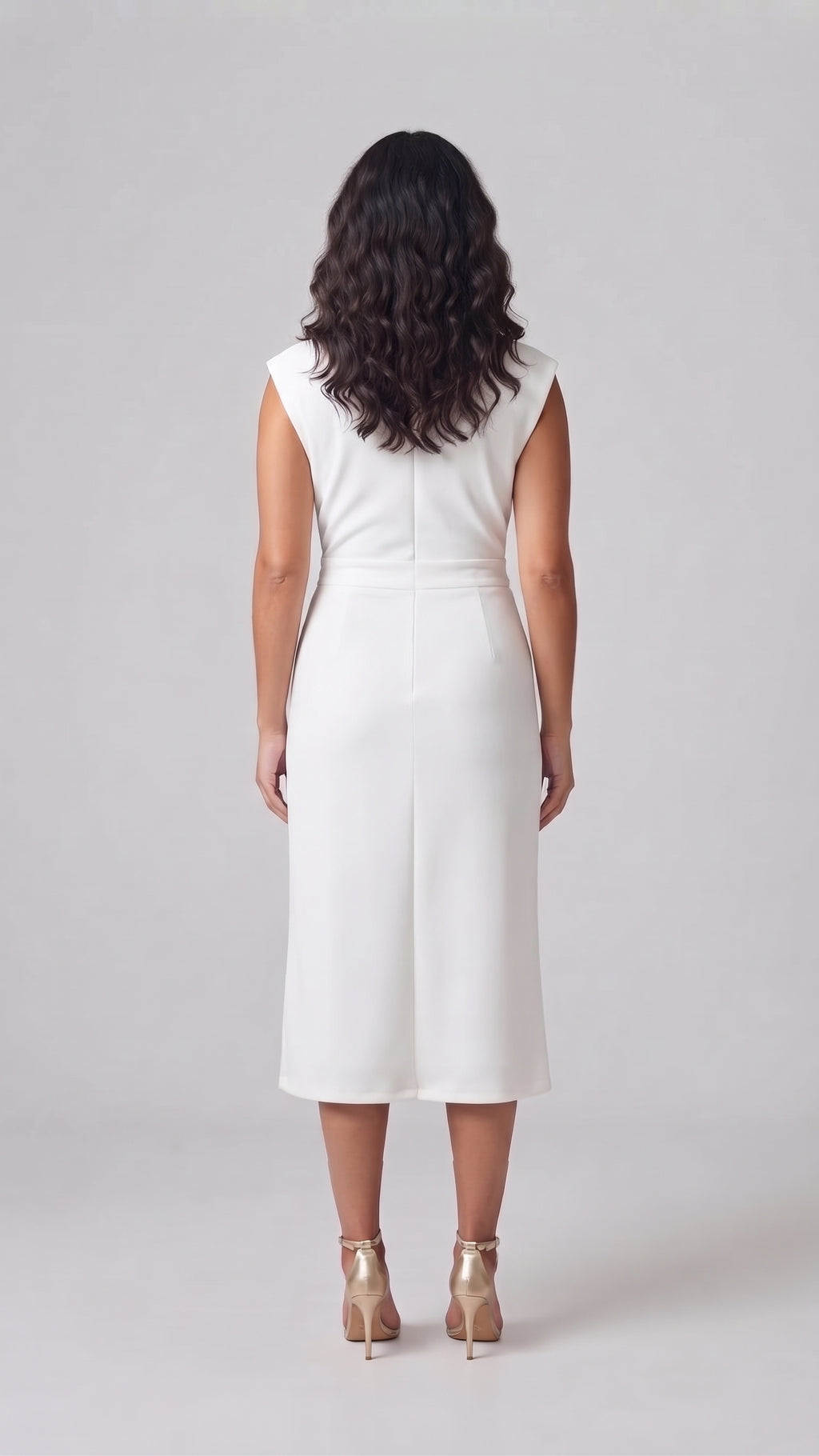 Vestido Midi Cruzado con Detalle Metálico