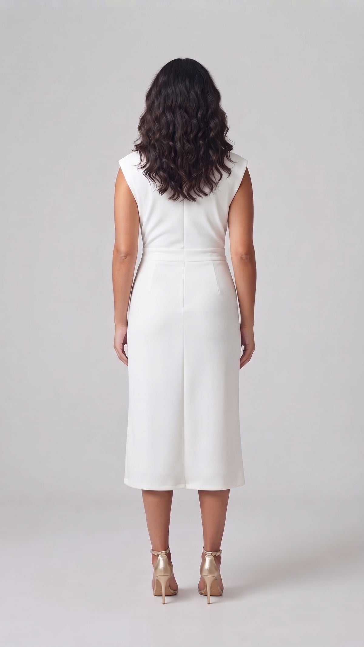 Vestido Midi Cruzado con Detalle Metálico