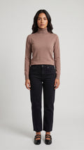 Blusa de Punto Fino con Cuello Alto