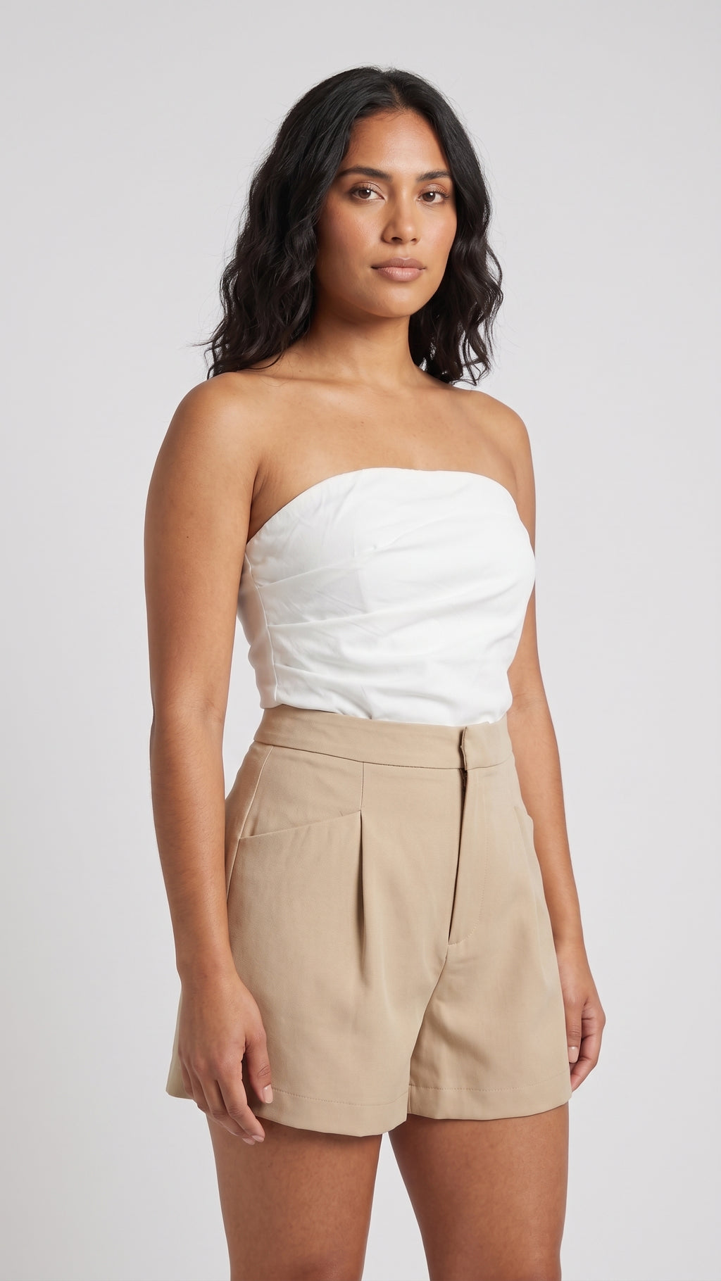 Shorts Sastre de Tiro Alto con Pinzas