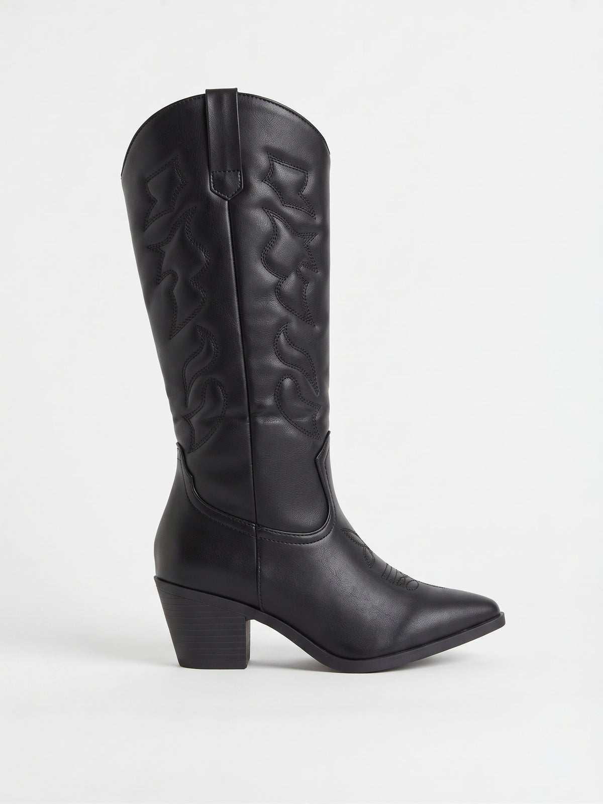 Botas Western Altas Negras con Bordados Tradicionales