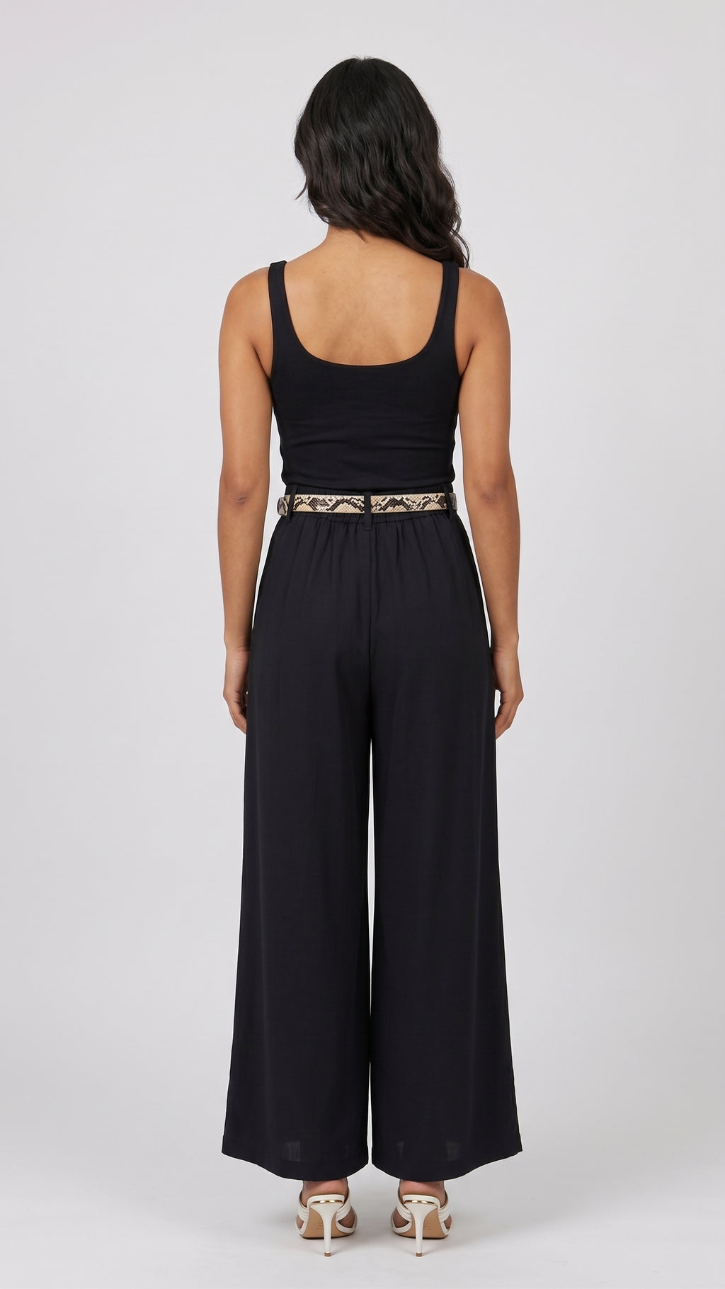 Pantalón de Pierna Ancha con Cinturón Animal Print