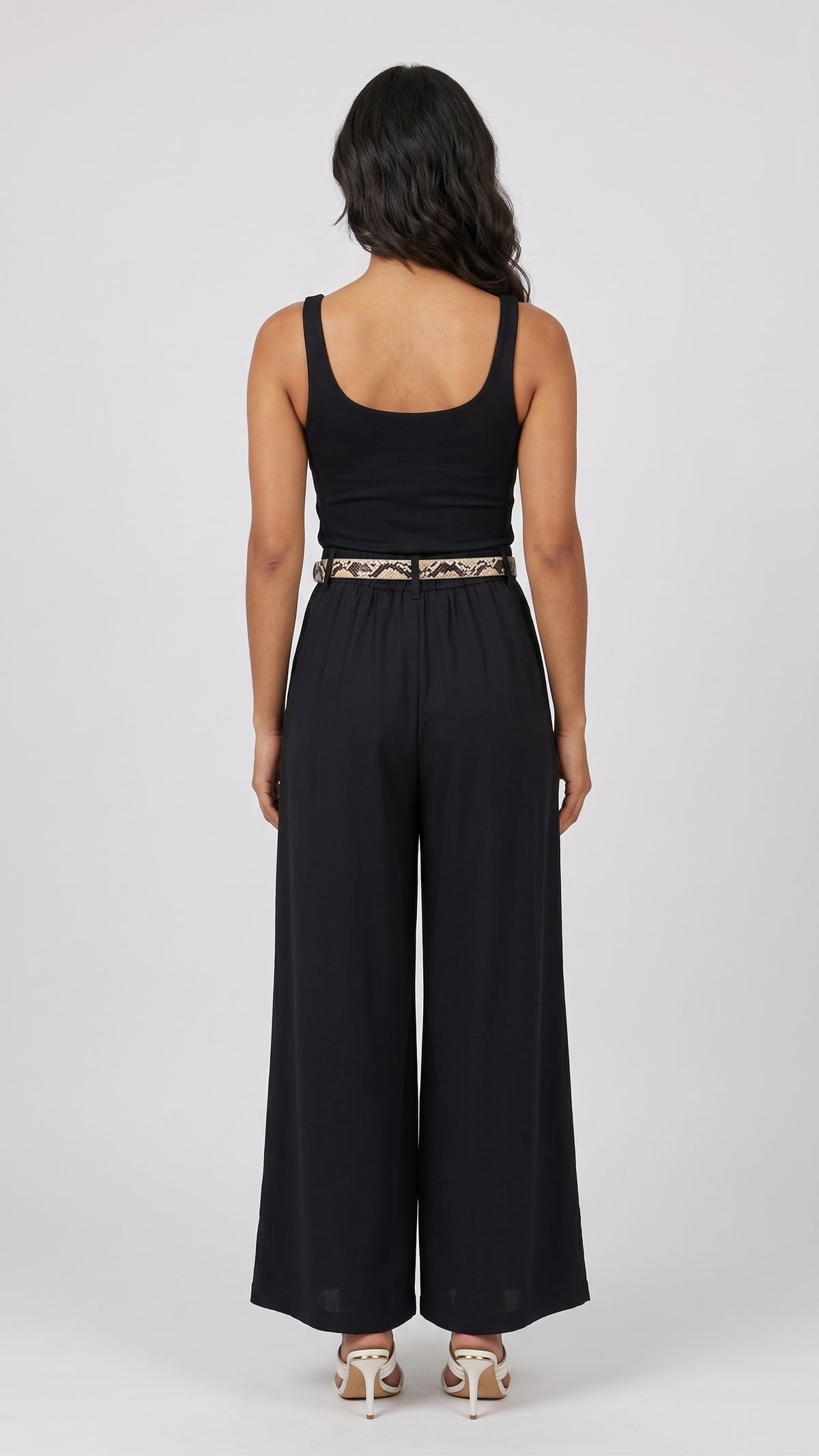 Pantalón de Pierna Ancha con Cinturón Animal Print