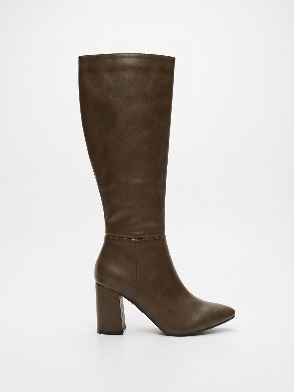 Botas Altas de Tacón Ancho en Tono Café