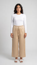 Pantalón Wide-Leg Satinado con Cintura Elástica