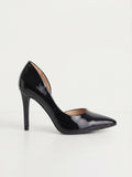 Zapatilla de Tacón Alto Negra de Charol