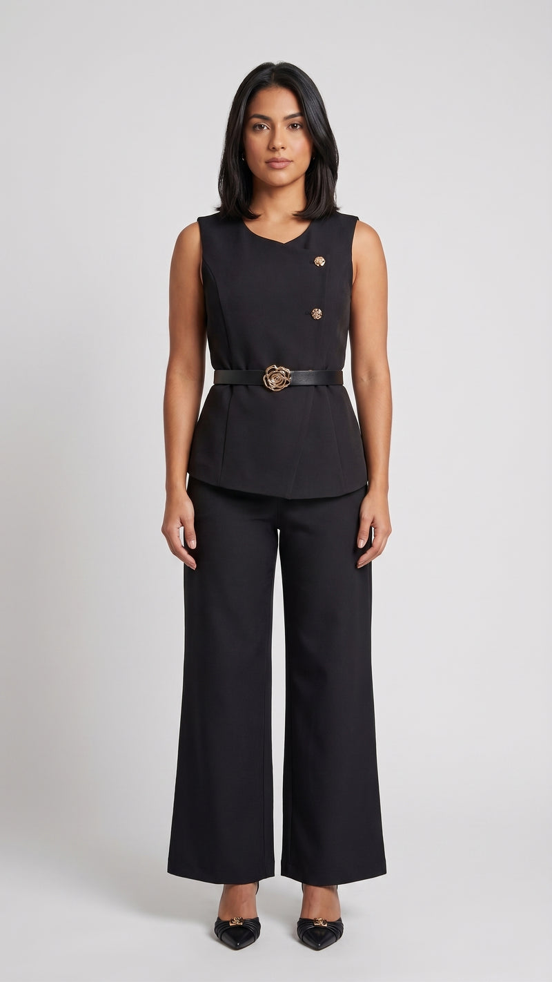 Conjunto Sastre Chaleco con Cinturón y Pantalón