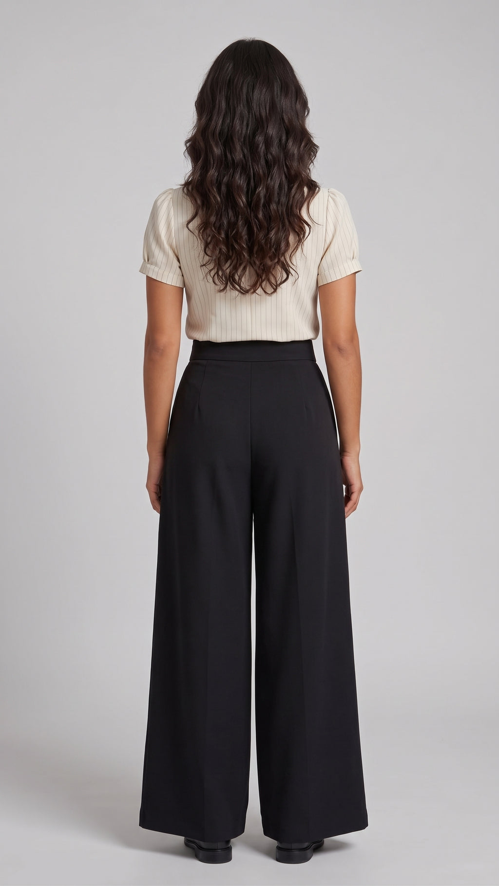 Pantalón de Vestir de Tiro Alto y Pierna Ancha