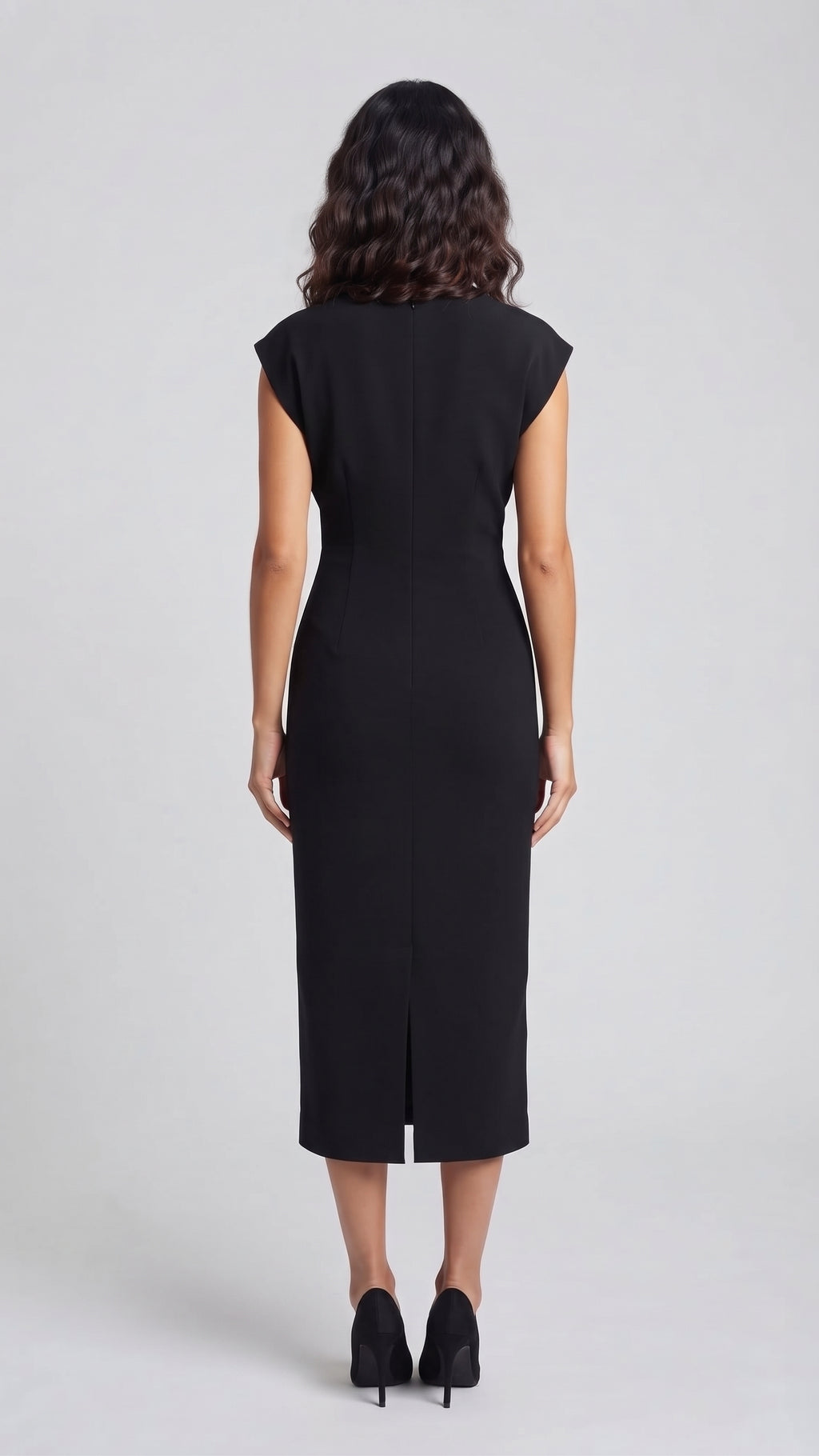 Vestido Midi Elegante de Cuello Drapeado