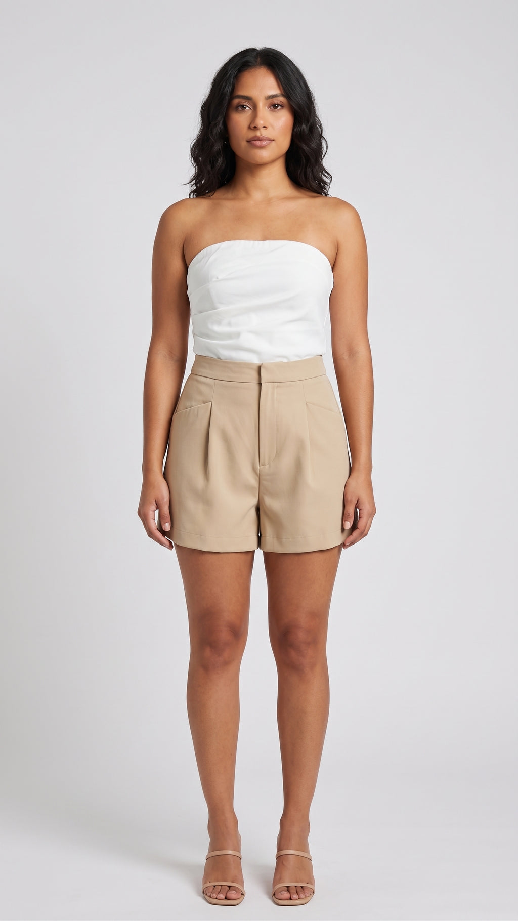 Shorts Sastre de Tiro Alto con Pinzas