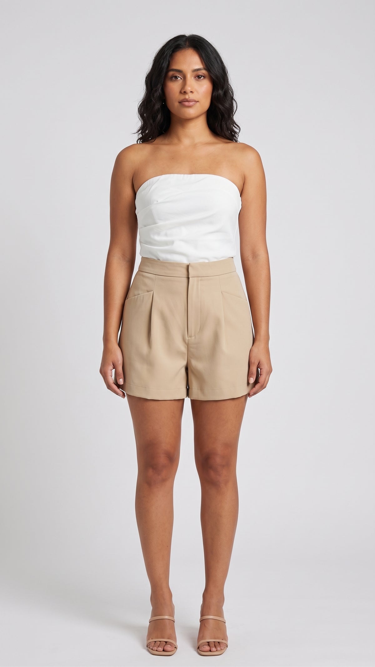 Shorts Sastre de Tiro Alto con Pinzas