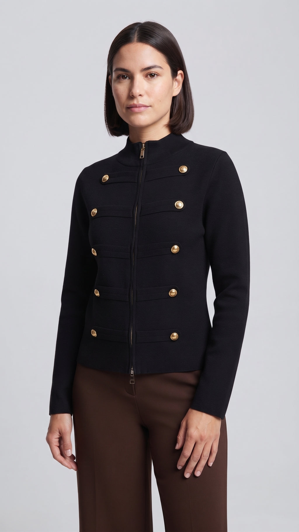 Chaqueta Estilo Napoleón con Botones Dorados