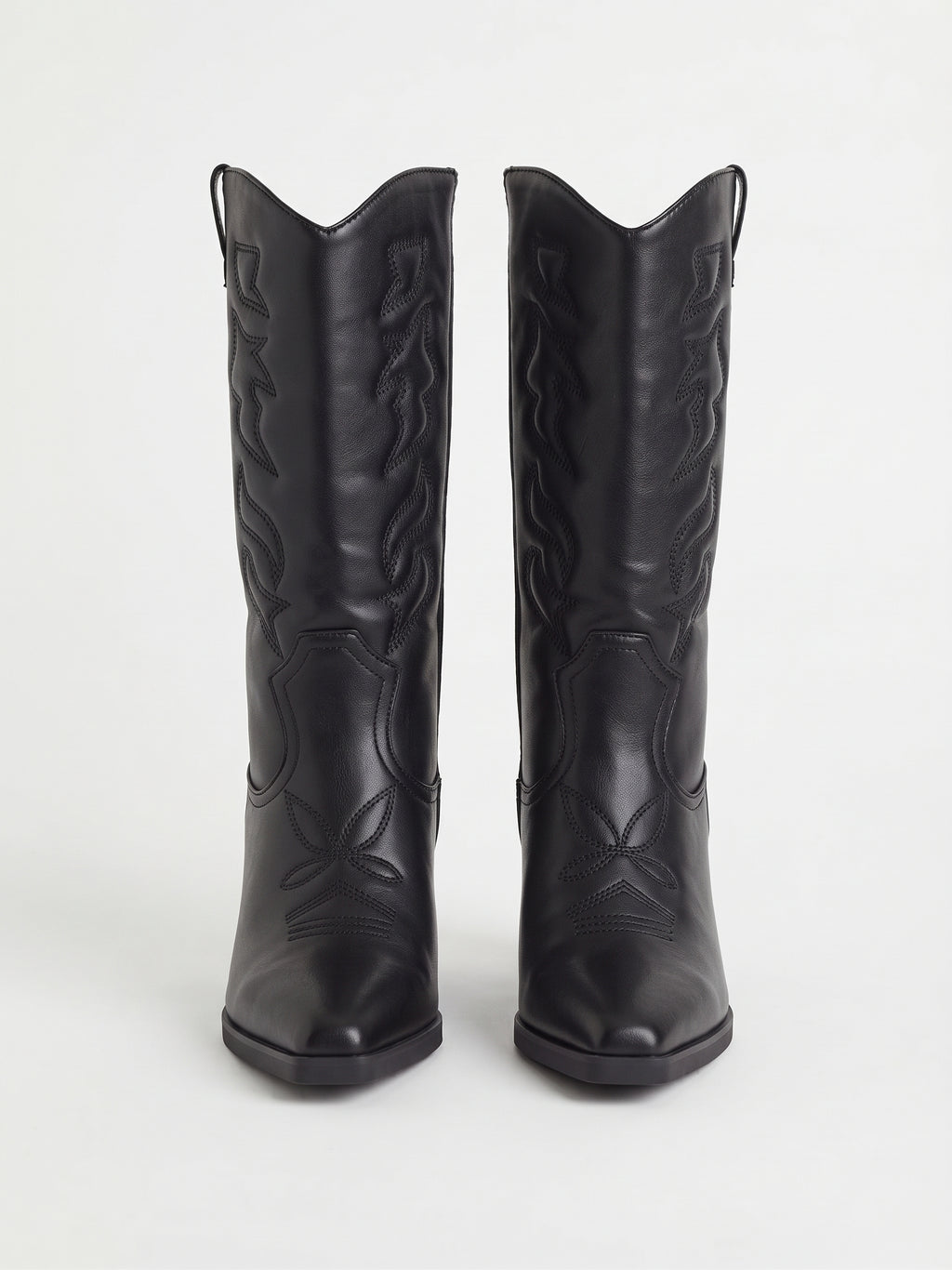 Botas Western Altas Negras con Bordados Tradicionales