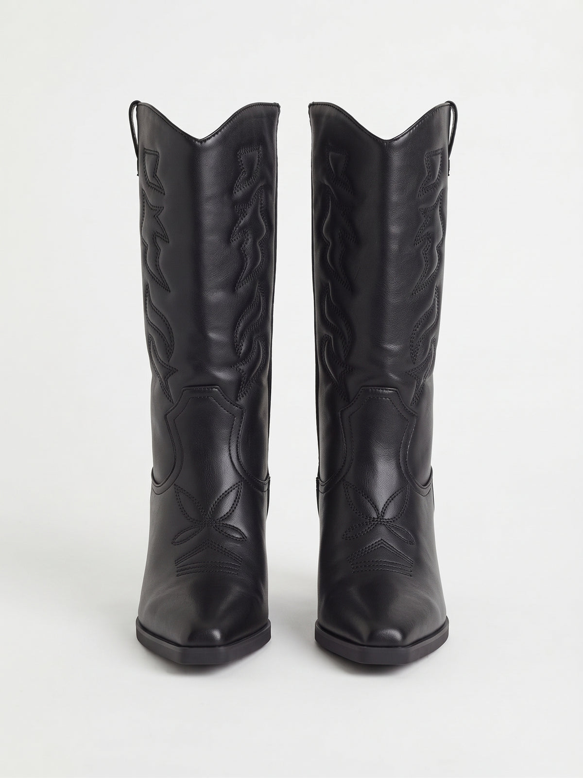 Botas Western Altas Negras con Bordados Tradicionales