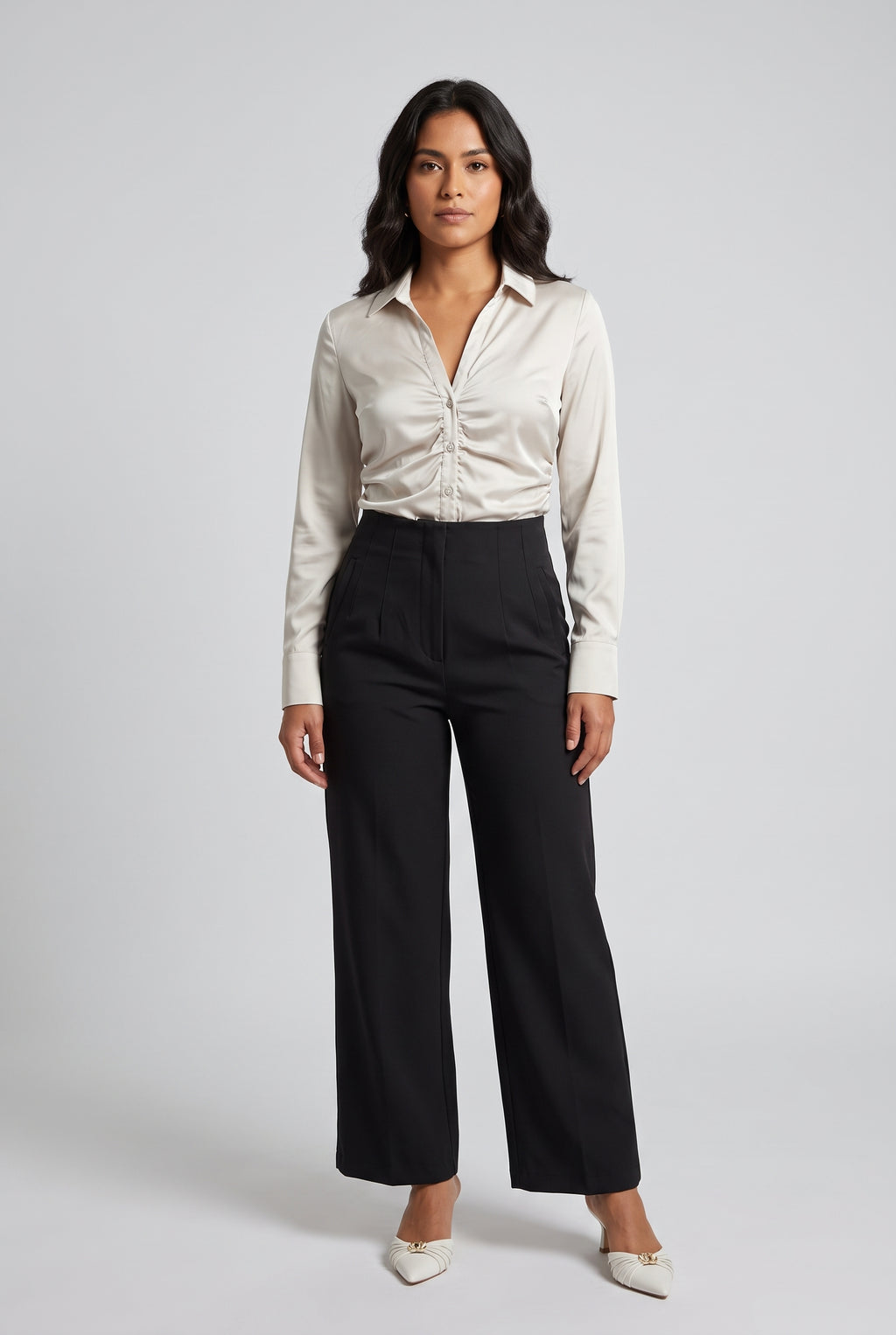 Pantalón Sastre de Tiro Alto con Cintura Estructurada