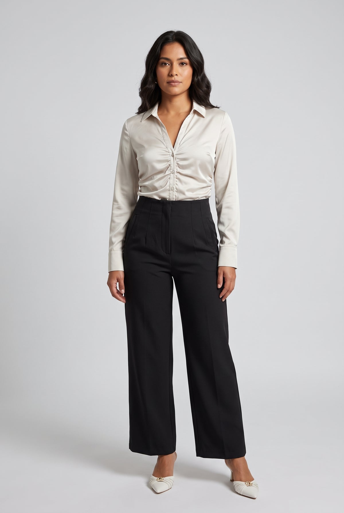 Pantalón Sastre de Tiro Alto con Cintura Estructurada