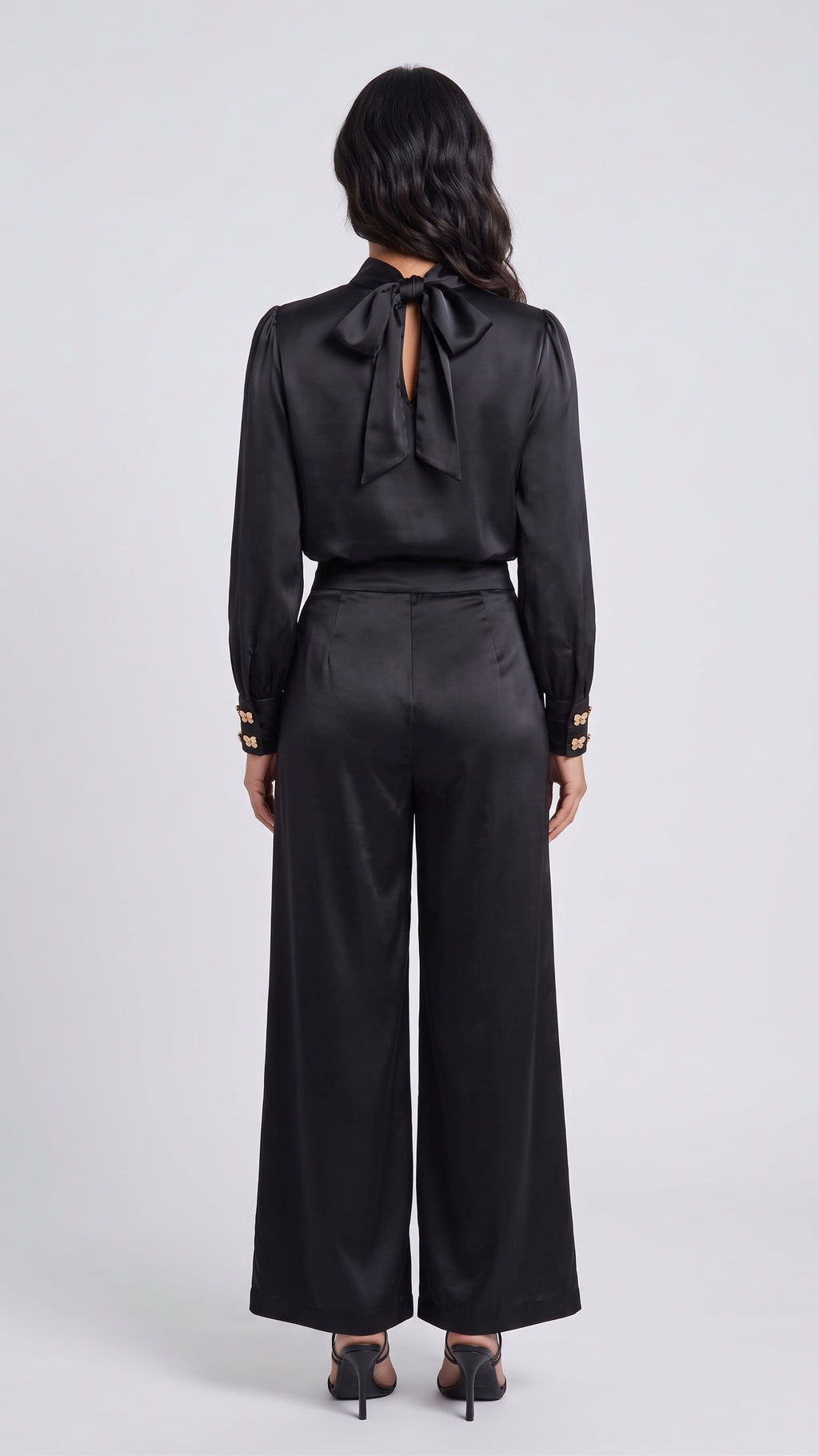 Pantalón de Pierna Ancha con Acabado Satinado