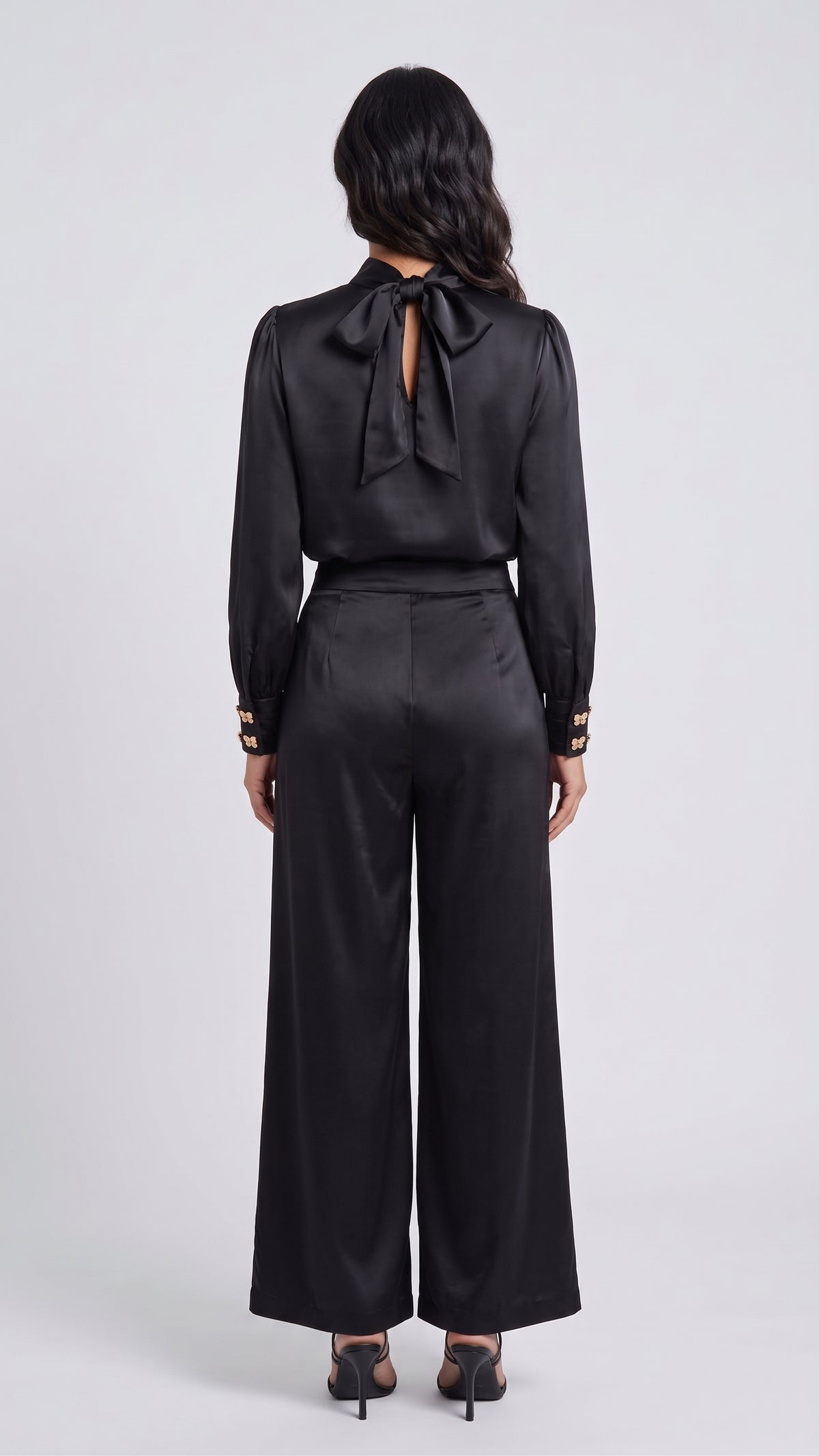 Pantalón de Pierna Ancha con Acabado Satinado