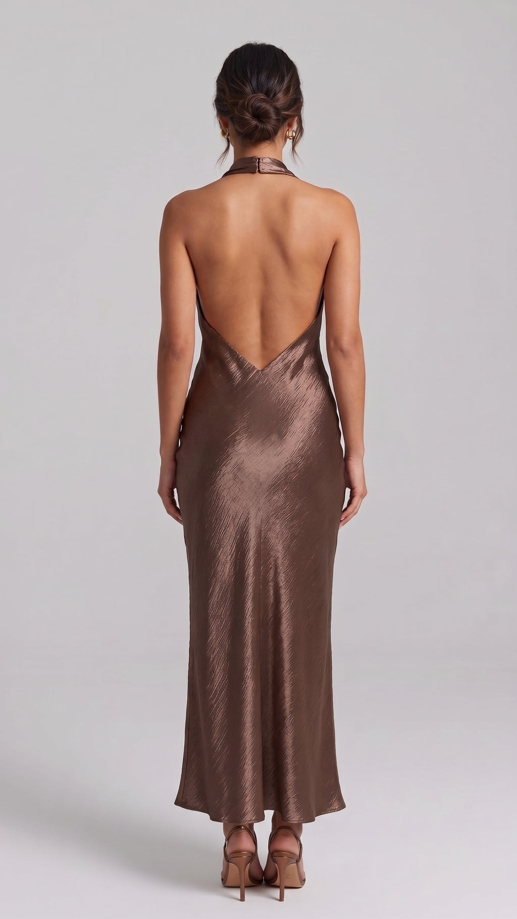 Vestido Largo Texturizado con Escote Drapeado