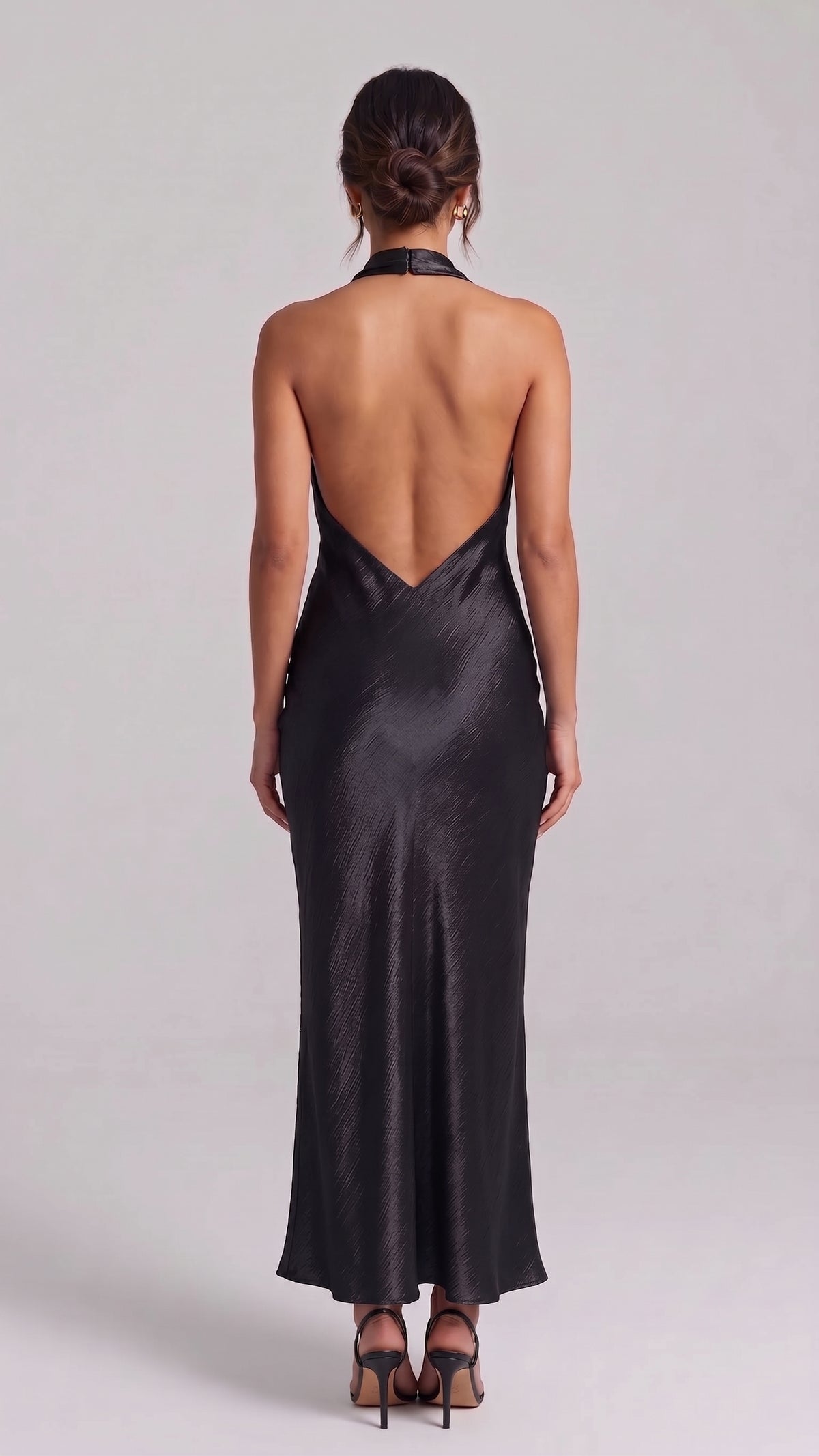 Vestido Largo Texturizado con Escote Drapeado