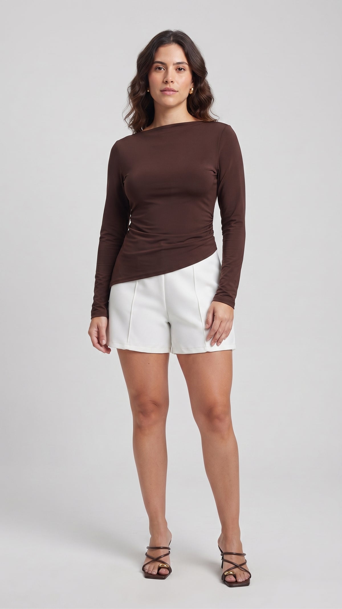 Blusa de Manga Larga Asimétrica