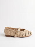 Flats Mary Jane Tejidos Dorado Metálico