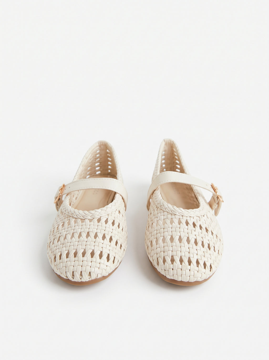 Flats Mary Jane Tejidos Blanco Marfil