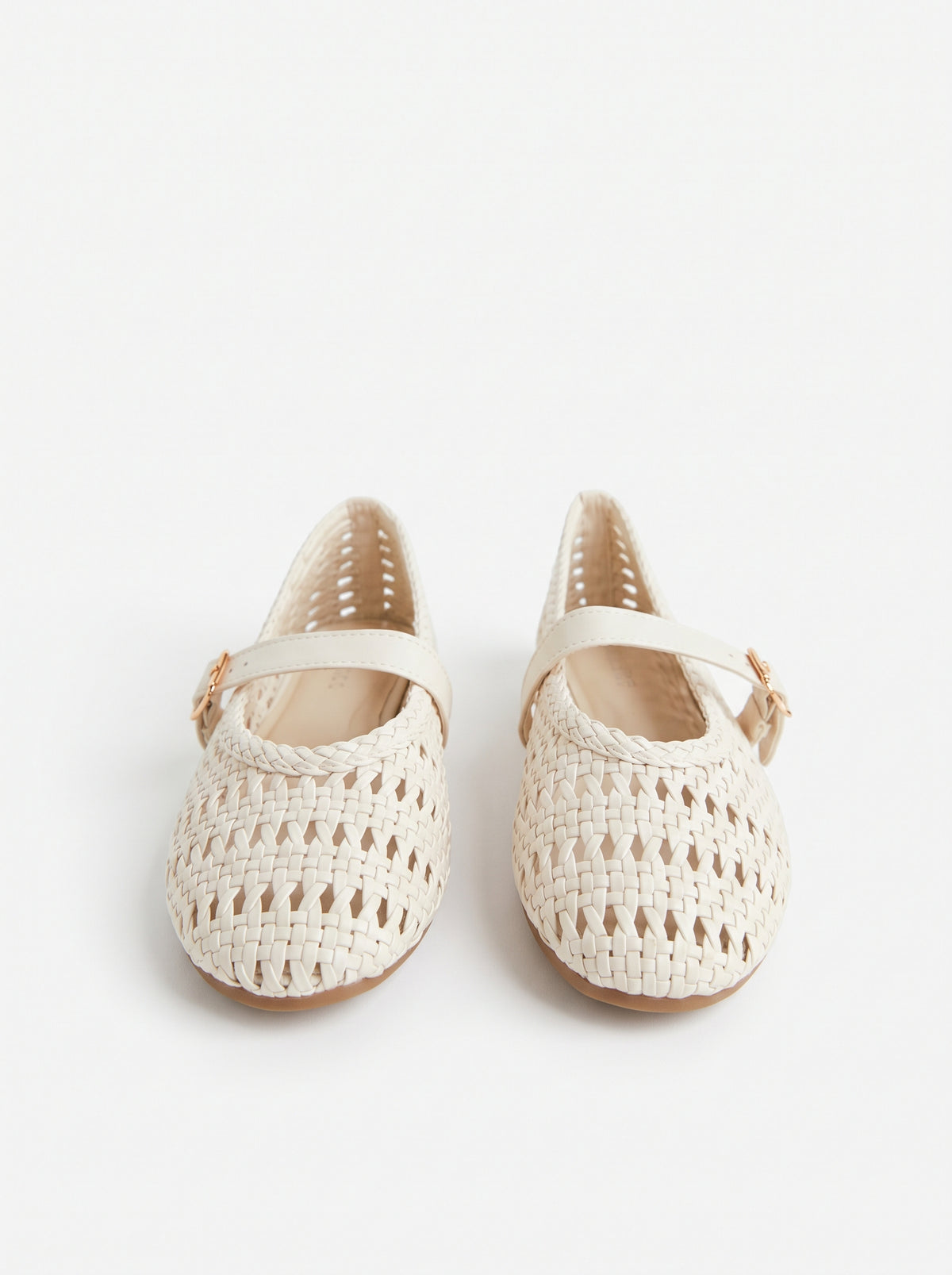 Flats Mary Jane Tejidos Blanco Marfil