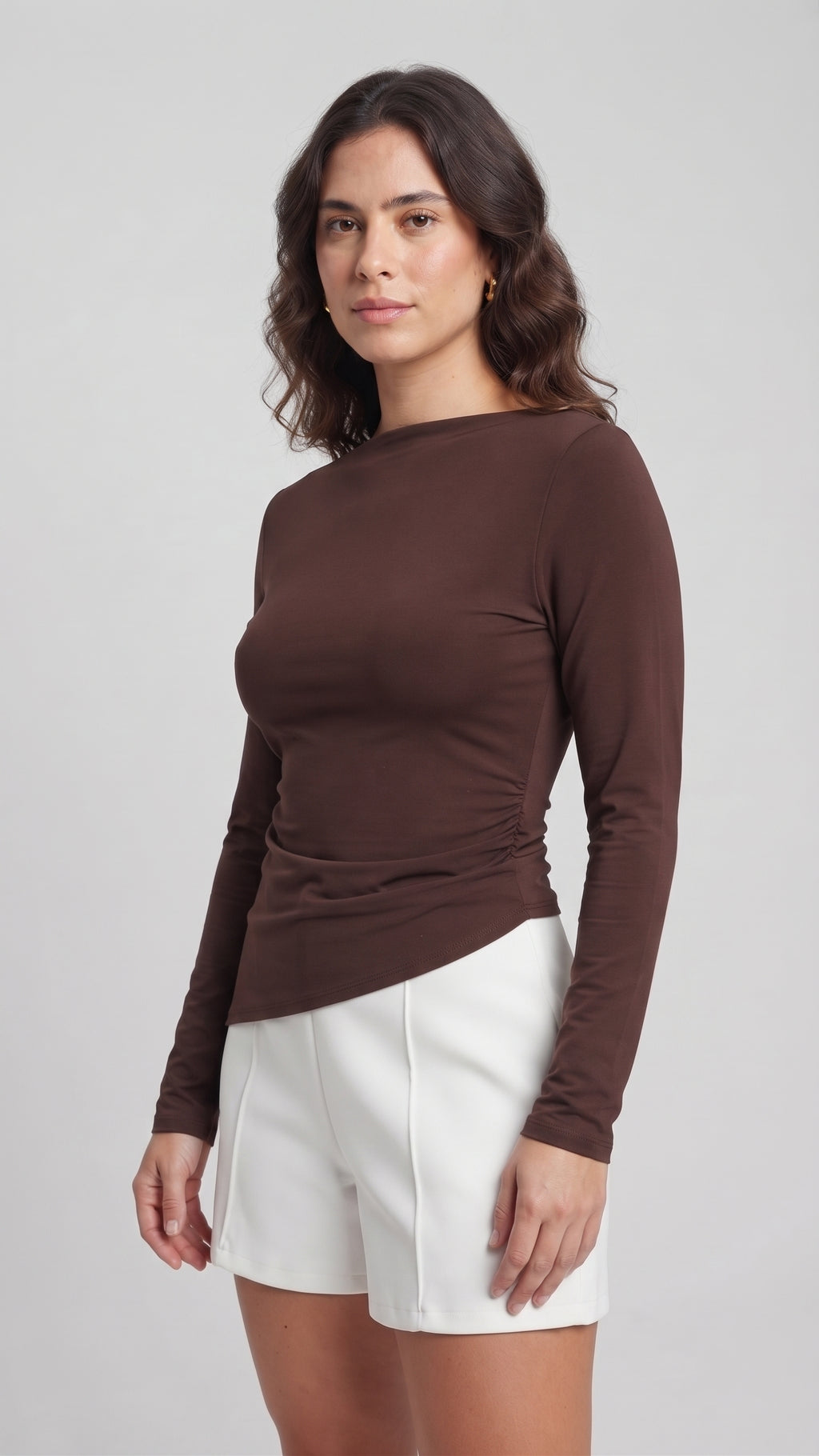 Blusa de Manga Larga Asimétrica