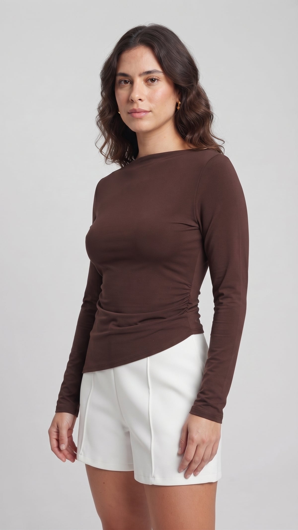 Blusa de Manga Larga Asimétrica