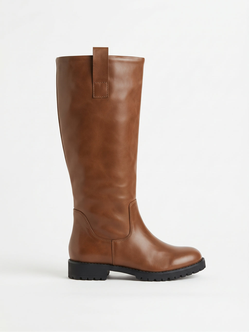 Botas Altas Planas con Suela Track Café