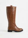 Botas Altas Planas con Suela Track Café