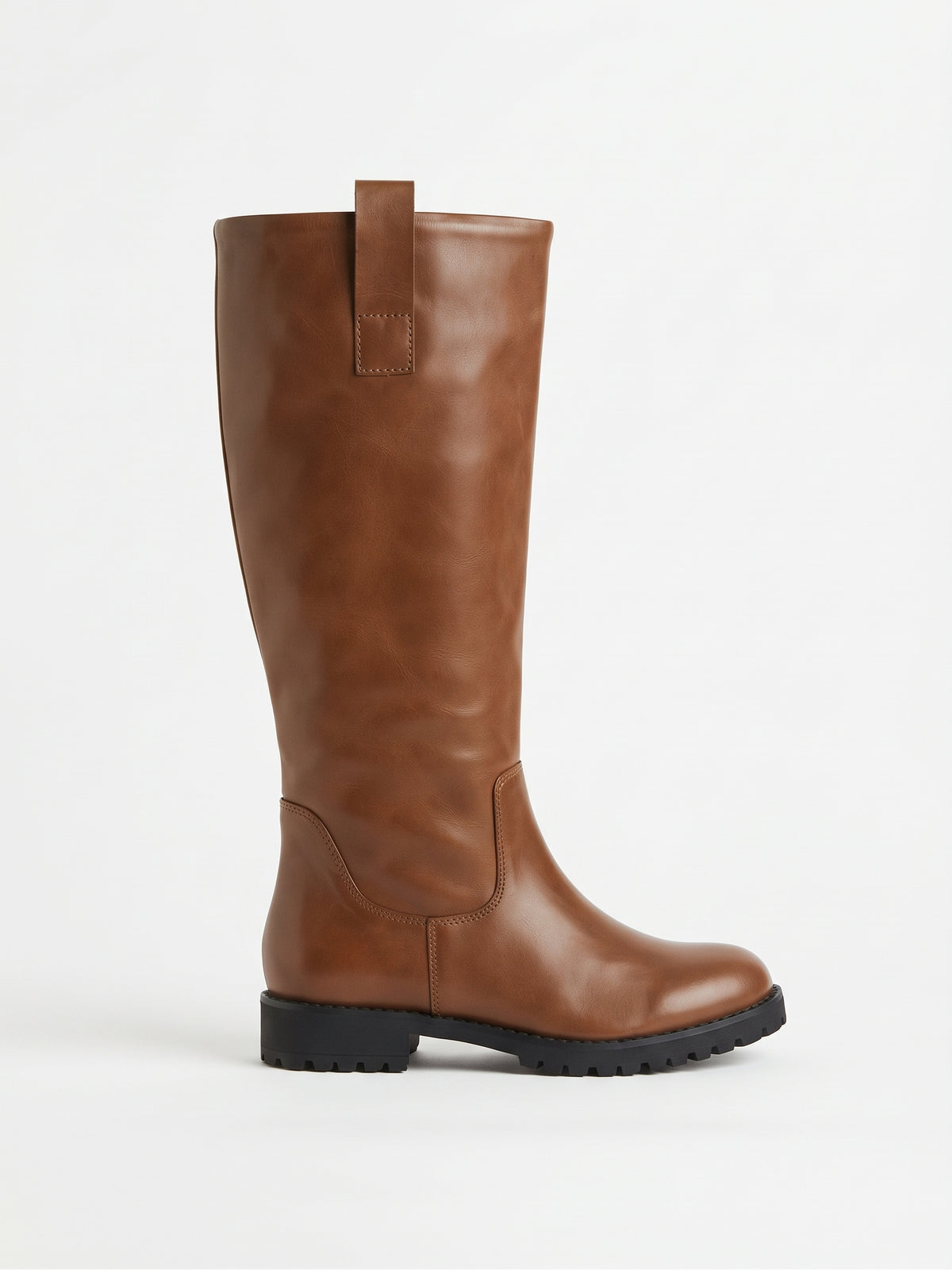 Botas Altas Planas con Suela Track Café