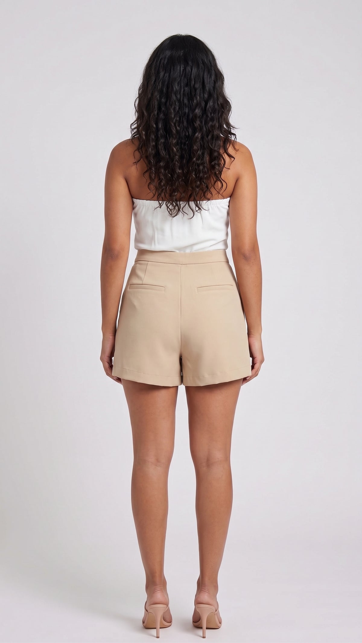 Shorts Sastre de Tiro Alto con Pinzas