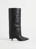 Botas Altas Slouchy de Tacón en Negro