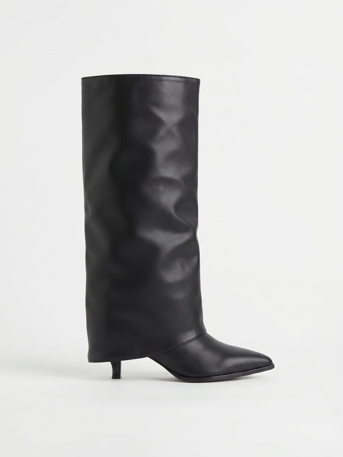 Botas Altas Slouchy de Tacón en Negro