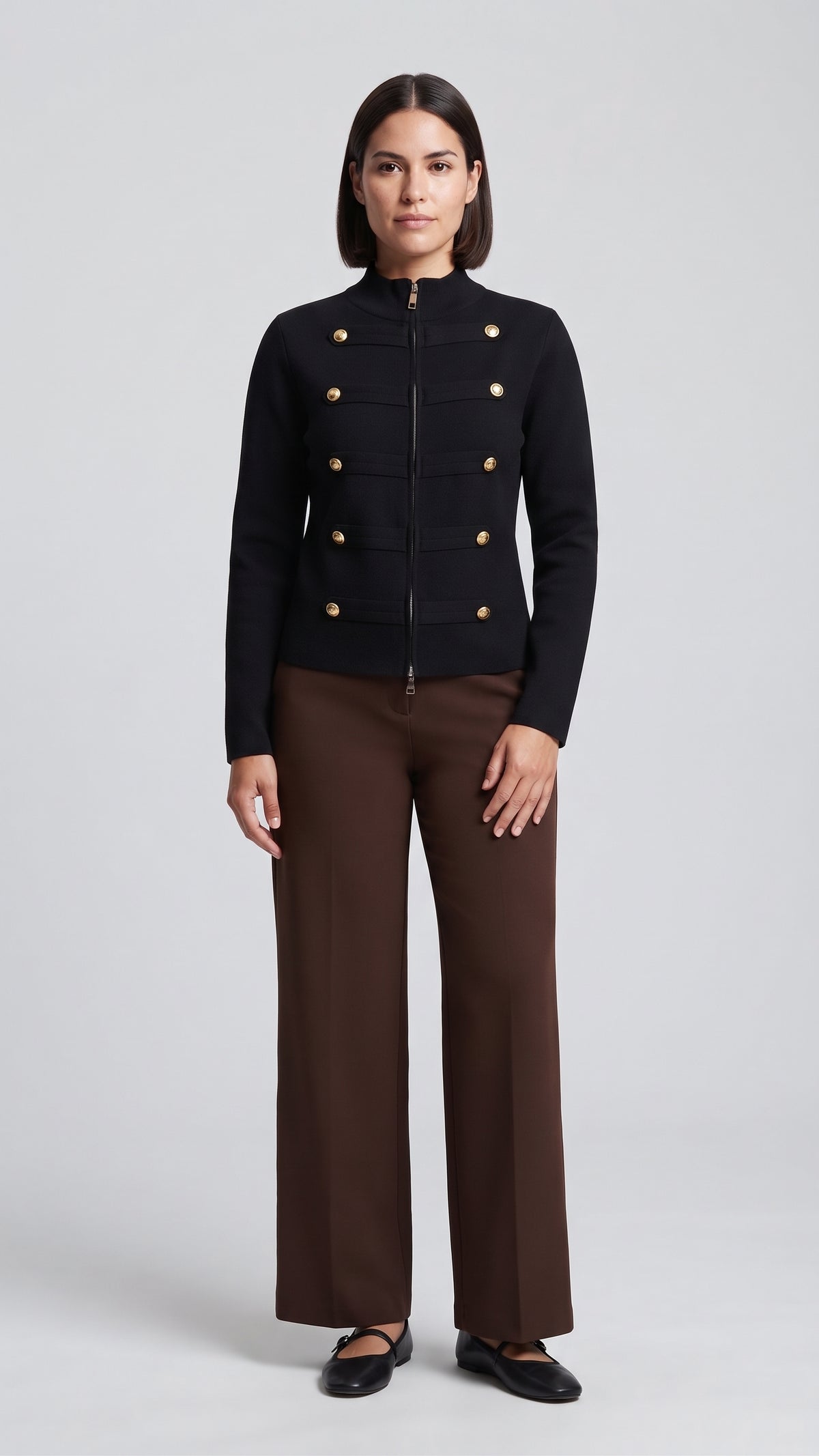 Chaqueta Estilo Napoleón con Botones Dorados