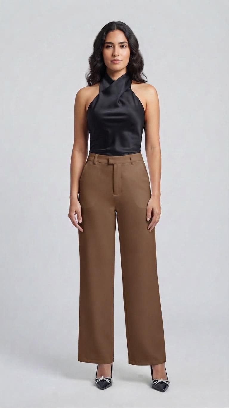 Pantalón Sastre de Tiro Alto con Cintura Elástica