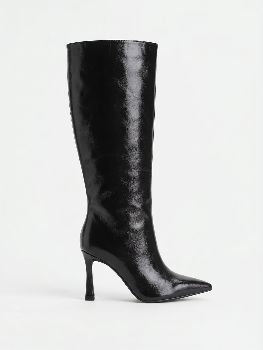 Botas Altas de Tacón Fino en Piel Negra
