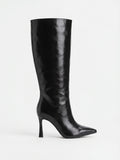 Botas Altas de Tacón Fino en Piel Negra
