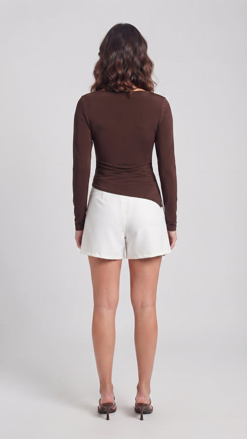 Blusa de Manga Larga Asimétrica