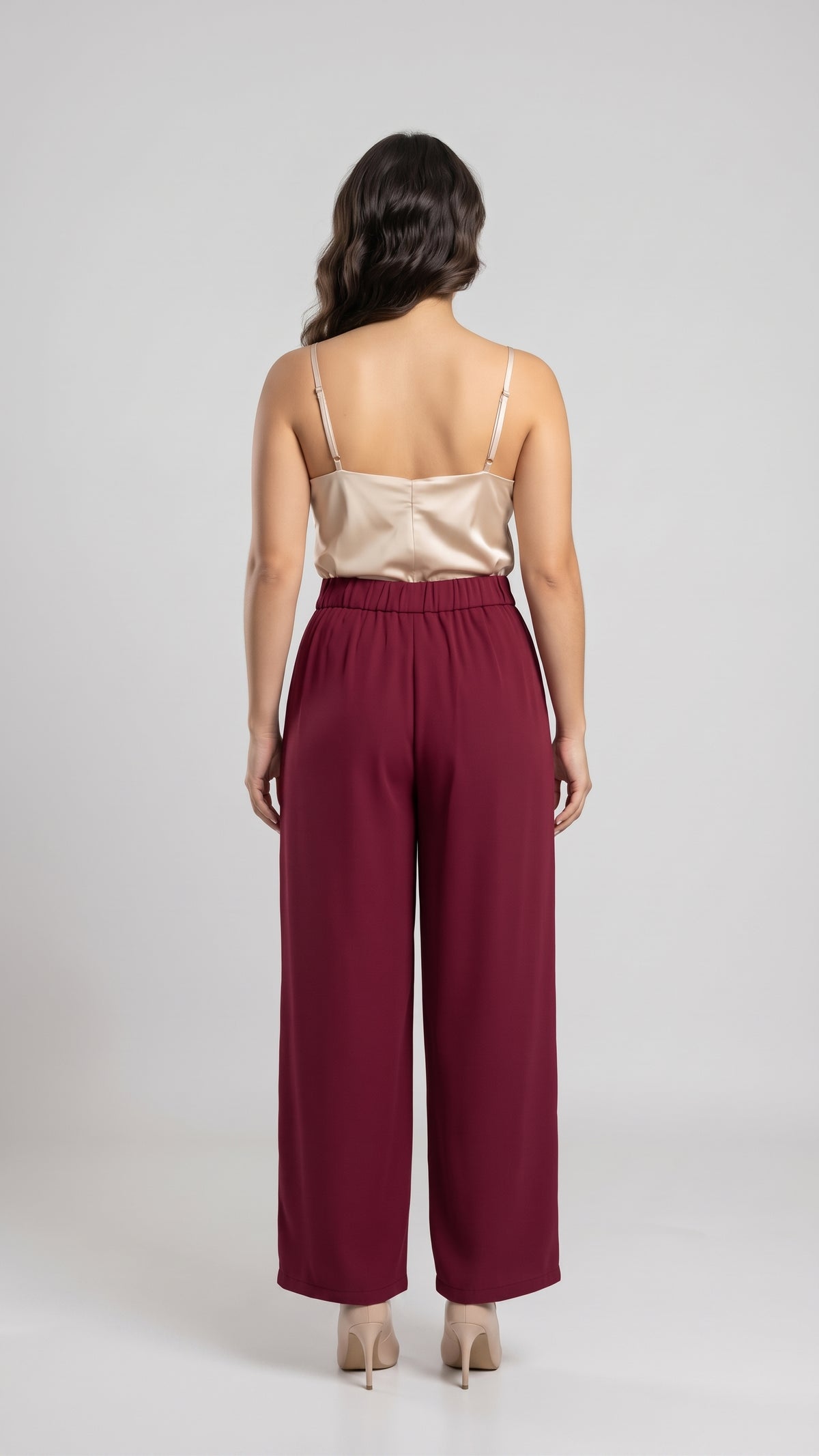 Pantalón de Vestir Tiro Alto Pierna Ancha con Botones